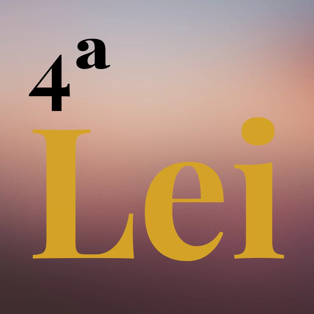 foto fundo degrade com tons de laranja e marrom, encima do fundo letras grandes escrito "quarta Lei"